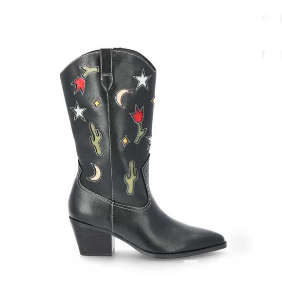 Western Boots Black Novelty Southwestern Cowgirl Desert Vibes Country Size 9 - Picture 7 of 10